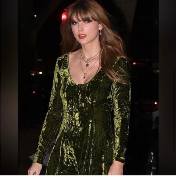 Sweet Jane Olive Crushed Velvet Mini Dress by Little Lies - Picture 3 of 7